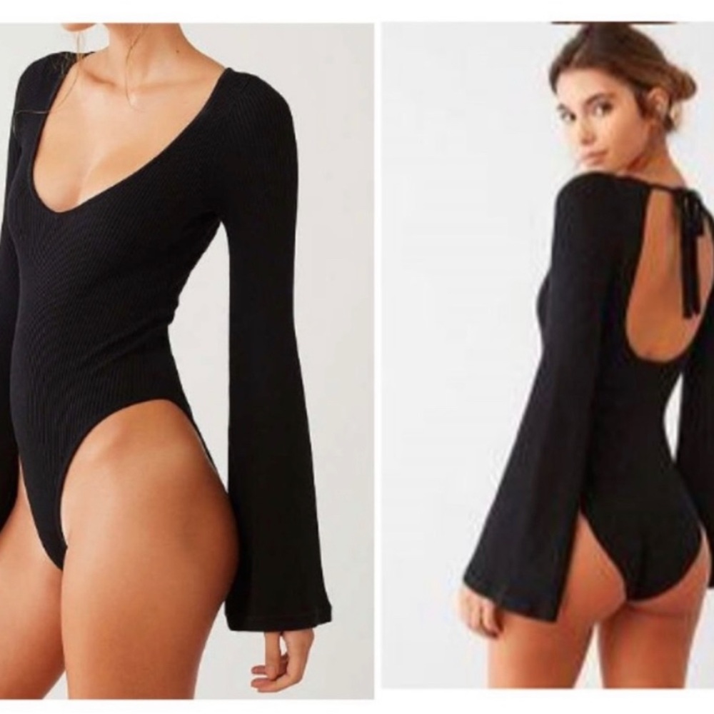 Out from Under Knitted Bell Sleeve Ribbed Bodysuit